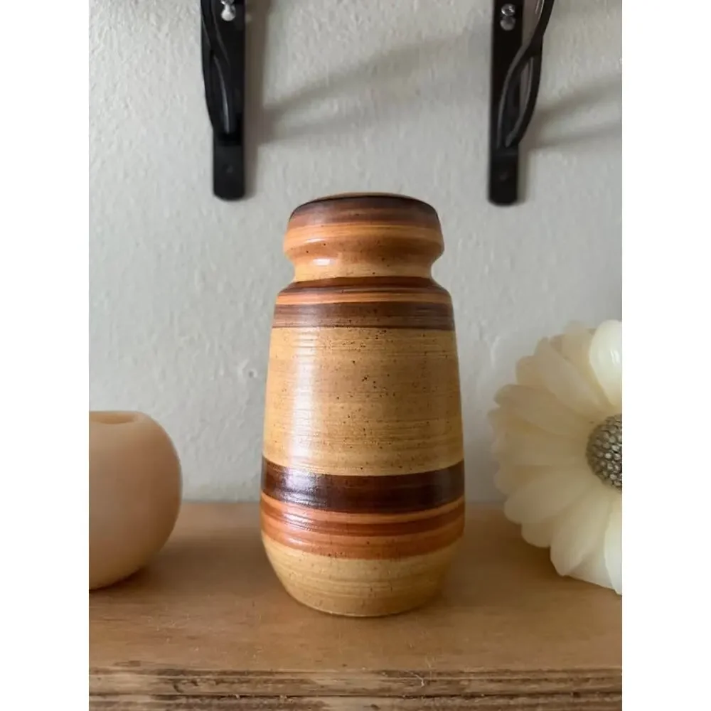 Vintage Lapid Israel Stoneware Vase – Mid-Century Modern Pottery – 7” Tall